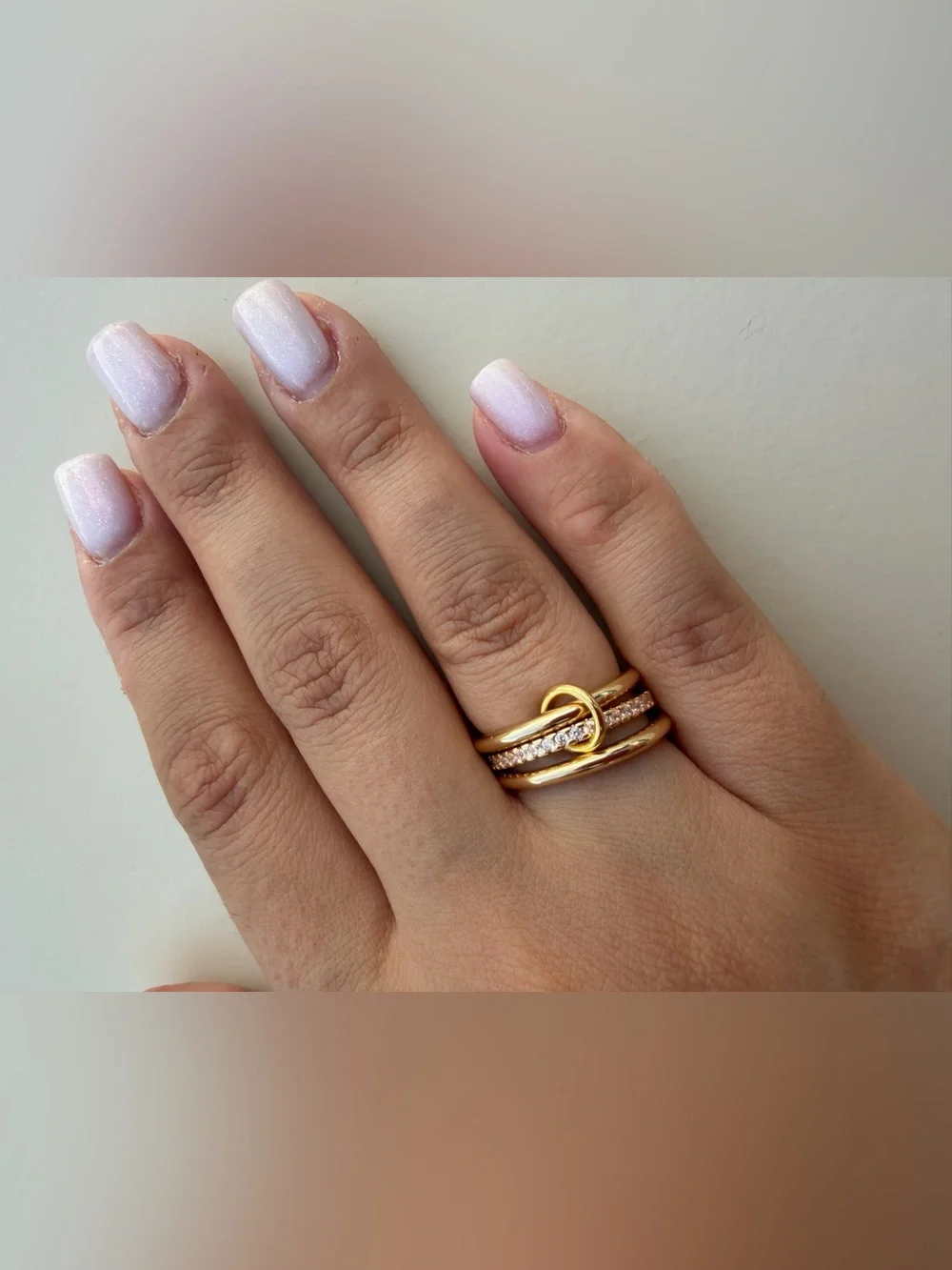 ✨ Gold Knot Stackable Ring with Pavé Accents - 18k gold plating & Zircon